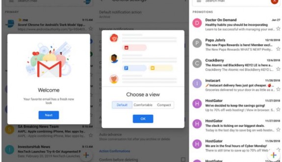 Android üzerindeki Gmail uygulamasının tasarımı değişti